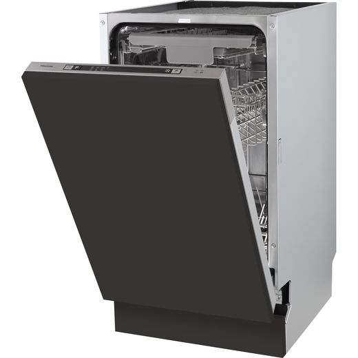 Hisense Fully Integrated Slimline Dishwasher - left perspective door ajar